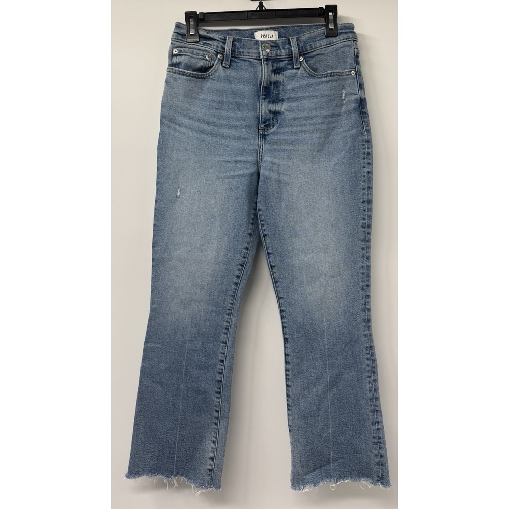 Pistola Lennon High Rise Cropped Boot Jeans SZ 29 Rhythm Wash Raw Hem 26" Inseam
